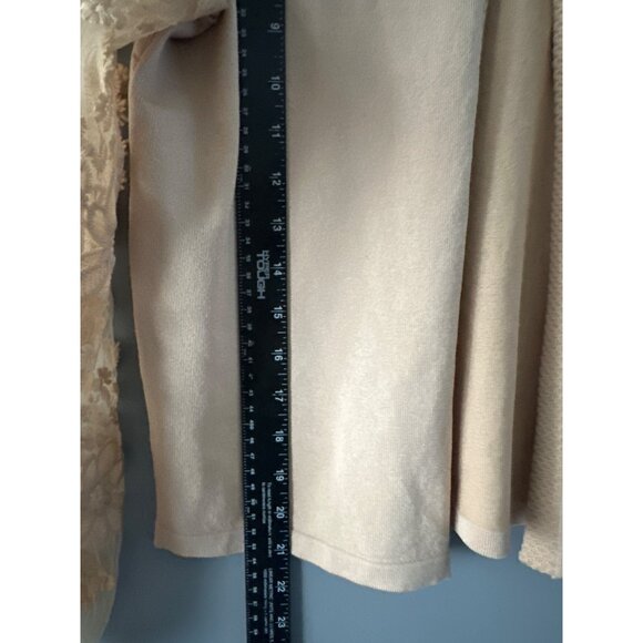 Women’s Small Tan Sheer Embroidered Floral Bell Sleeve Cardigan Boho Y2K Top - Picture 5 of 7